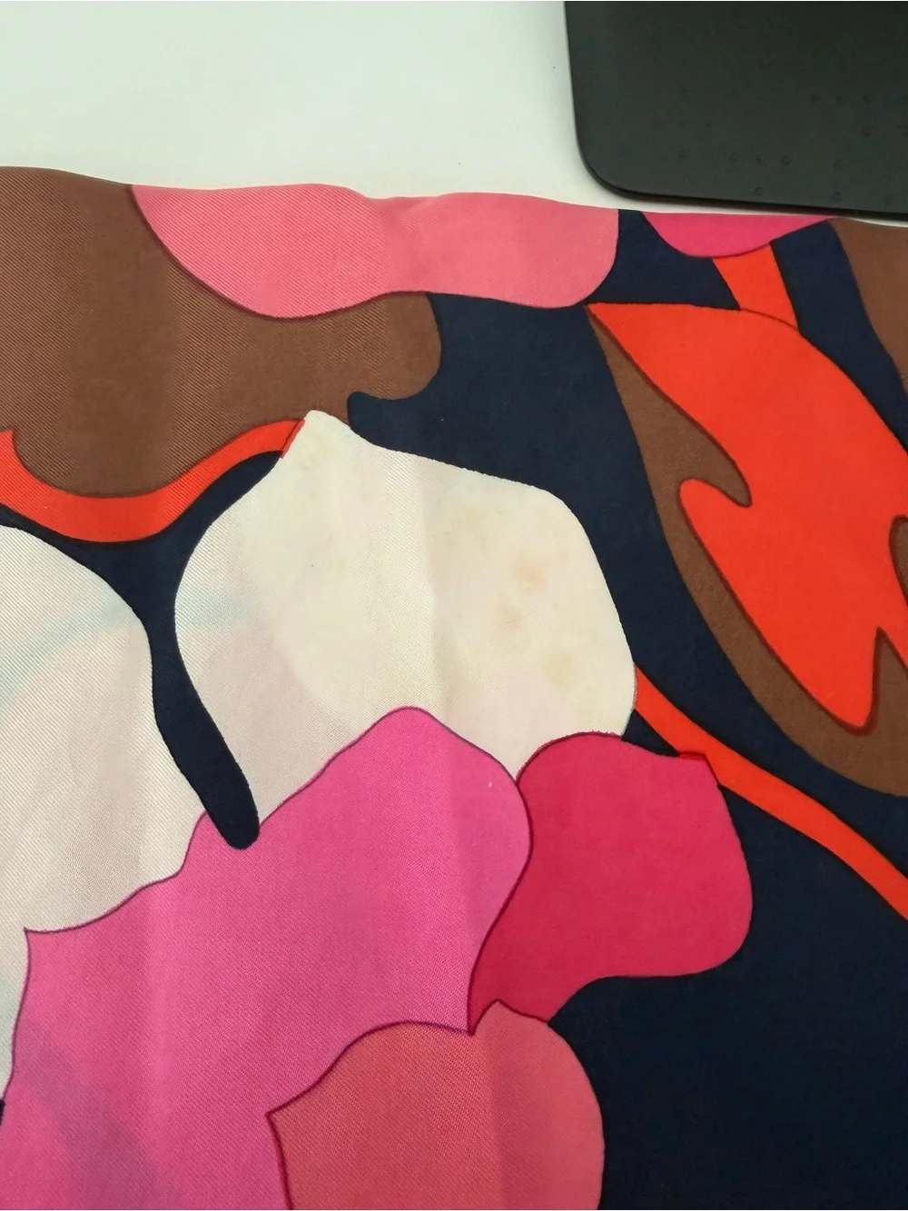 Vintage Christian Dior Navy & Pink Silk Scarf 29x29